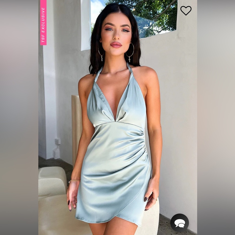 NWT That’s so Fetch Sage Green Silk Dress